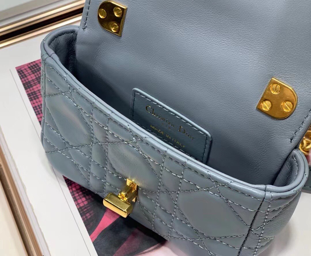 D*or micro caro bag in blue cannage calfskin