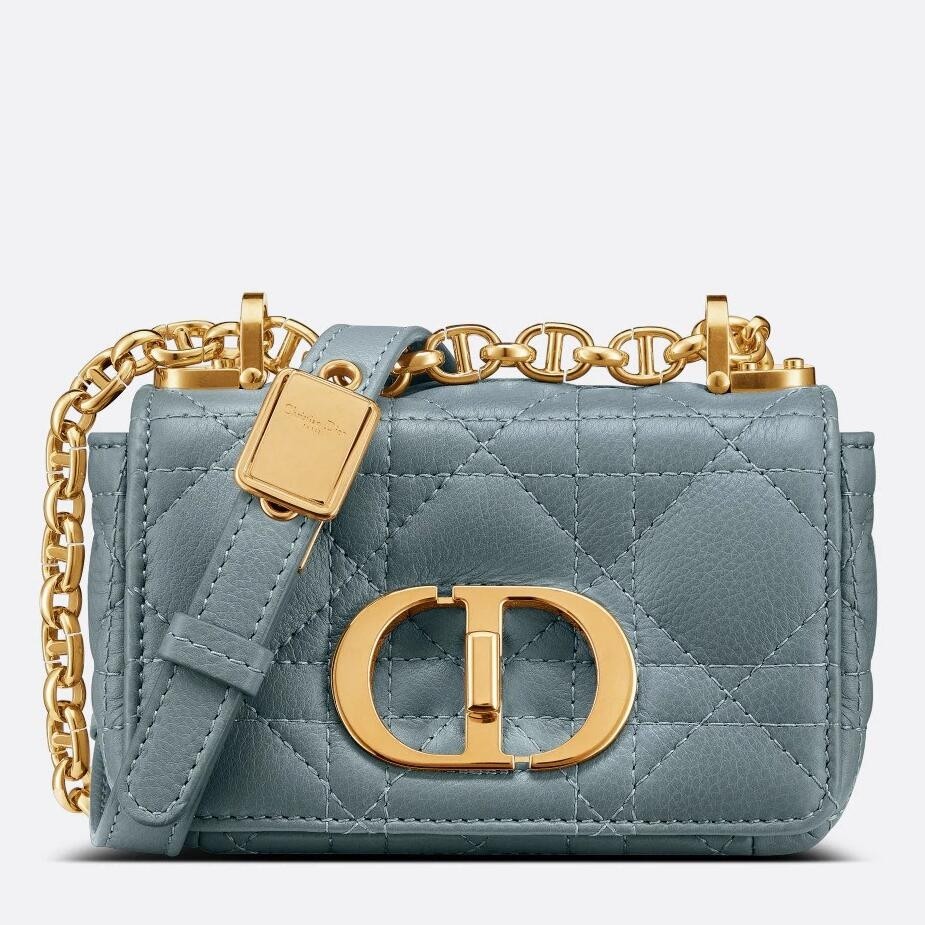 D*or micro caro bag in blue cannage calfskin