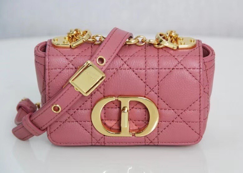 D*or micro caro bag in pink cannage calfskin