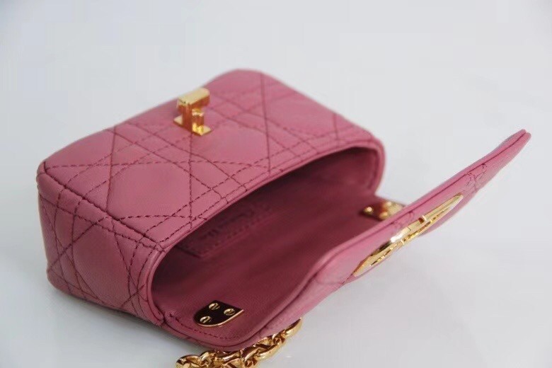 D*or micro caro bag in pink cannage calfskin