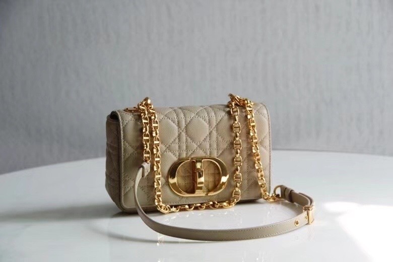 D*or small caro bag in beige cannage calfskin