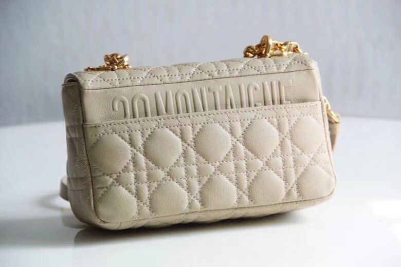 D*or small caro bag in beige cannage calfskin