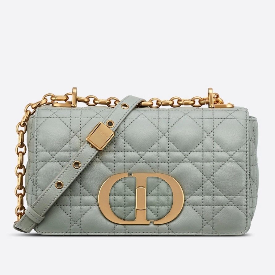 D*or small caro bag in grey cannage calfskin