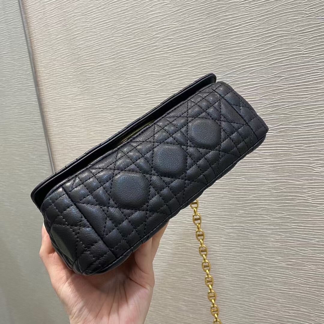 D*or small caro bag in black cannage calfskin