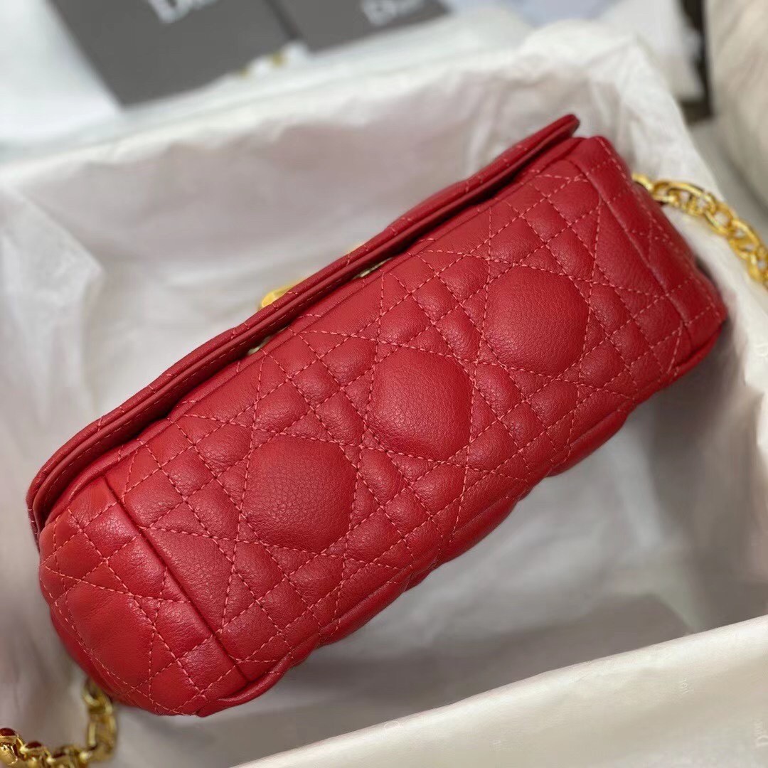 D*or small caro bag in red cannage calfskin