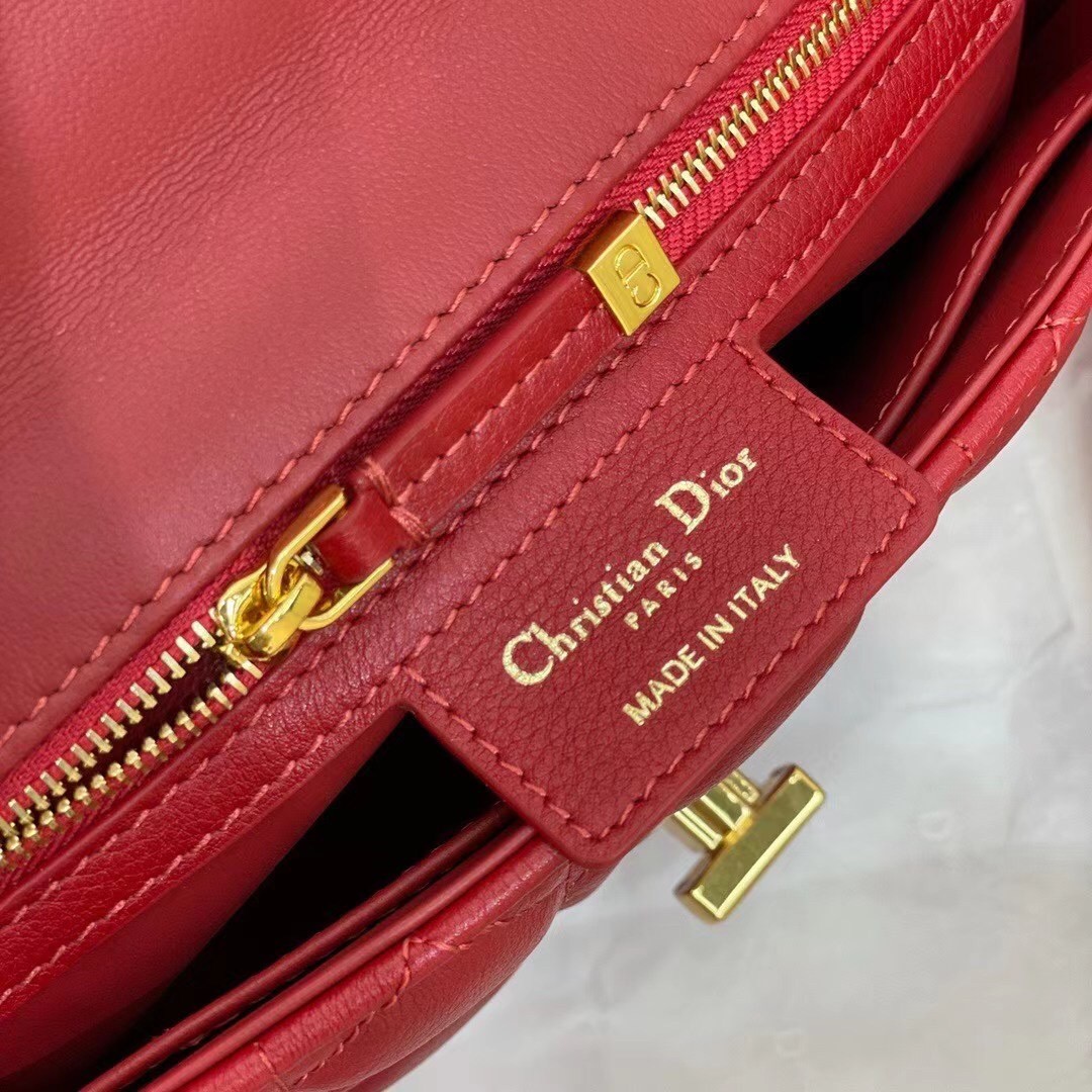 D*or small caro bag in red cannage calfskin