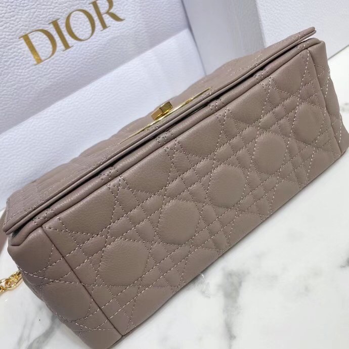 D*or caro medium bag in taupe cannage calfskin