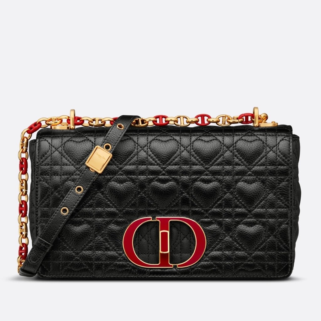 D*or medium D*oramour caro black bag with heart motif