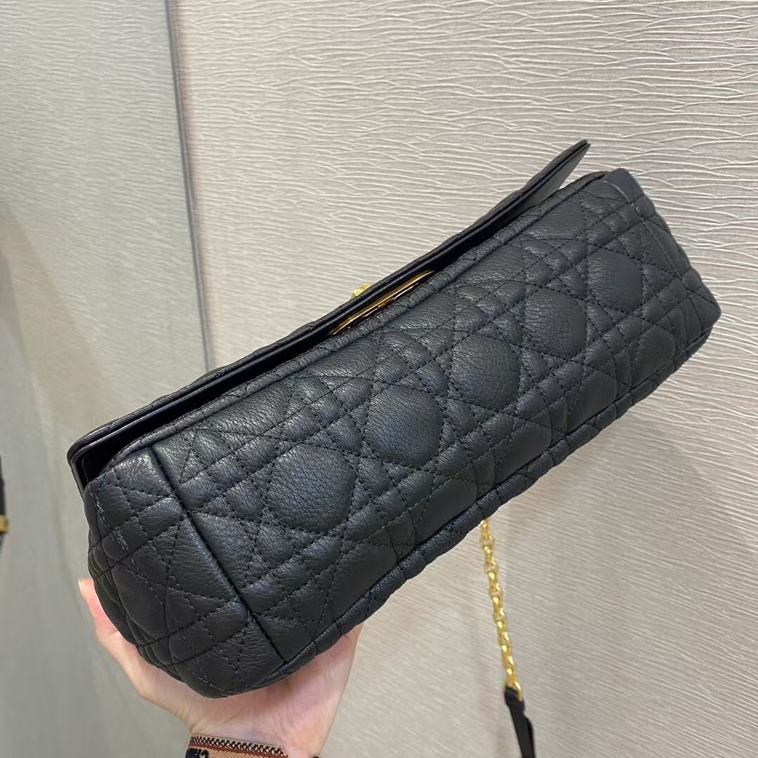 D*or large caro bag in black cannage calfskin