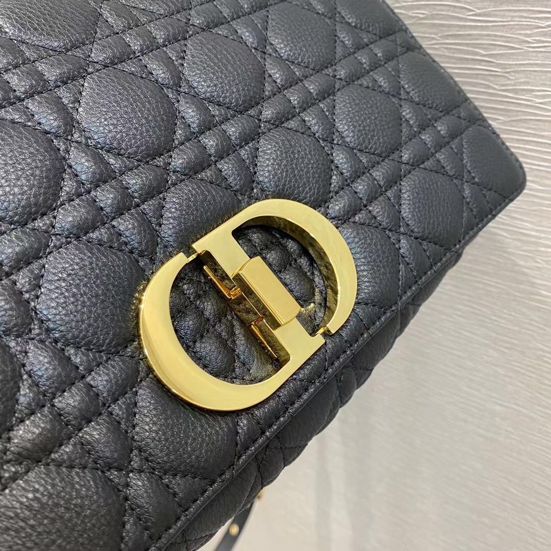 D*or large caro bag in black cannage calfskin