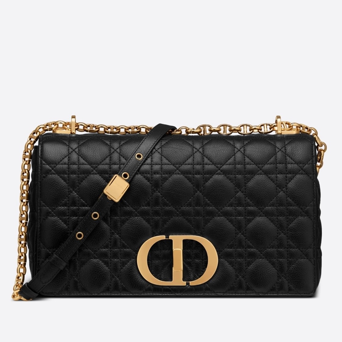 D*or large caro bag in black cannage calfskin
