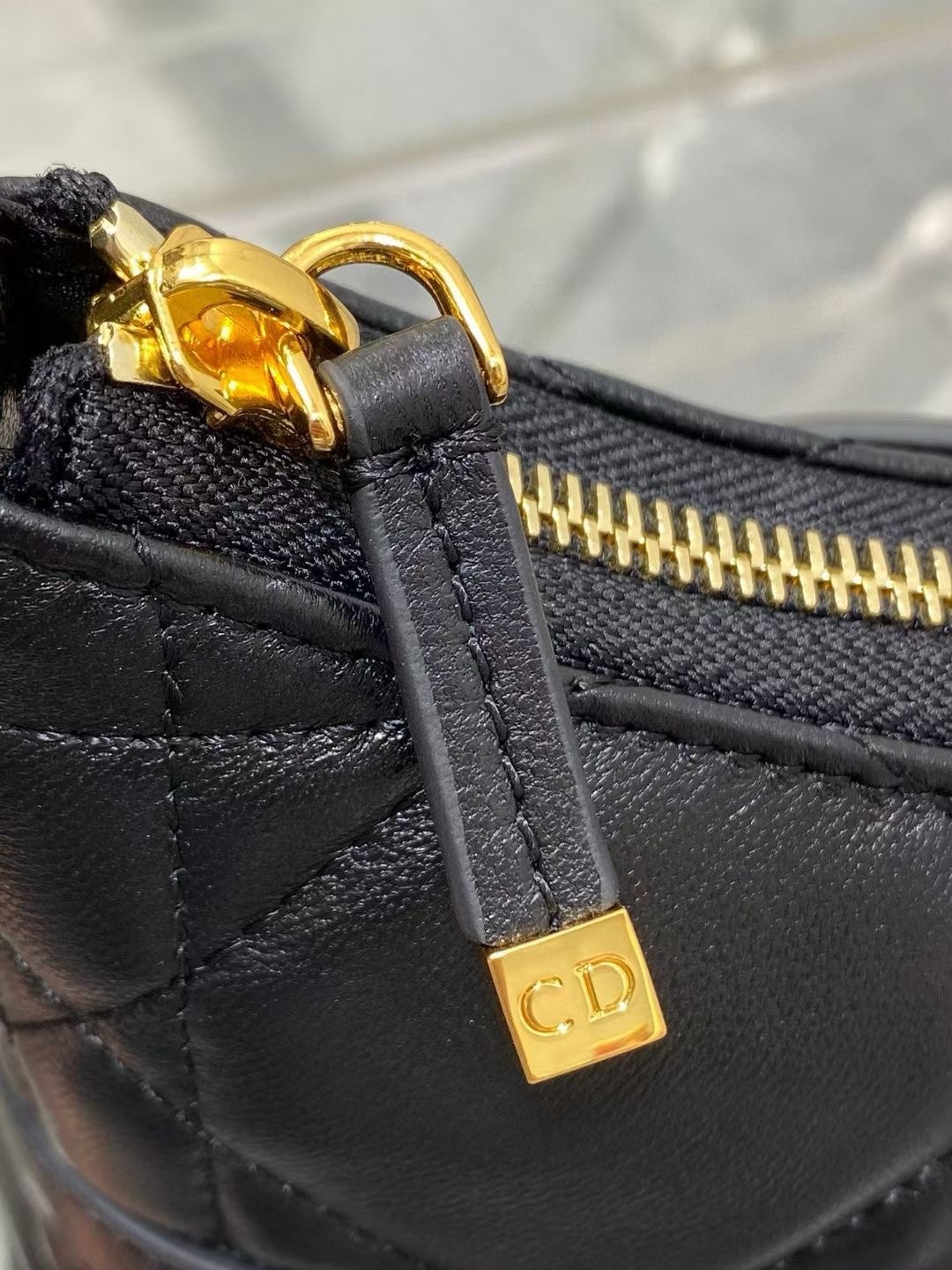 D*or miss caro cigale mini bag in black macrocannage lambskin