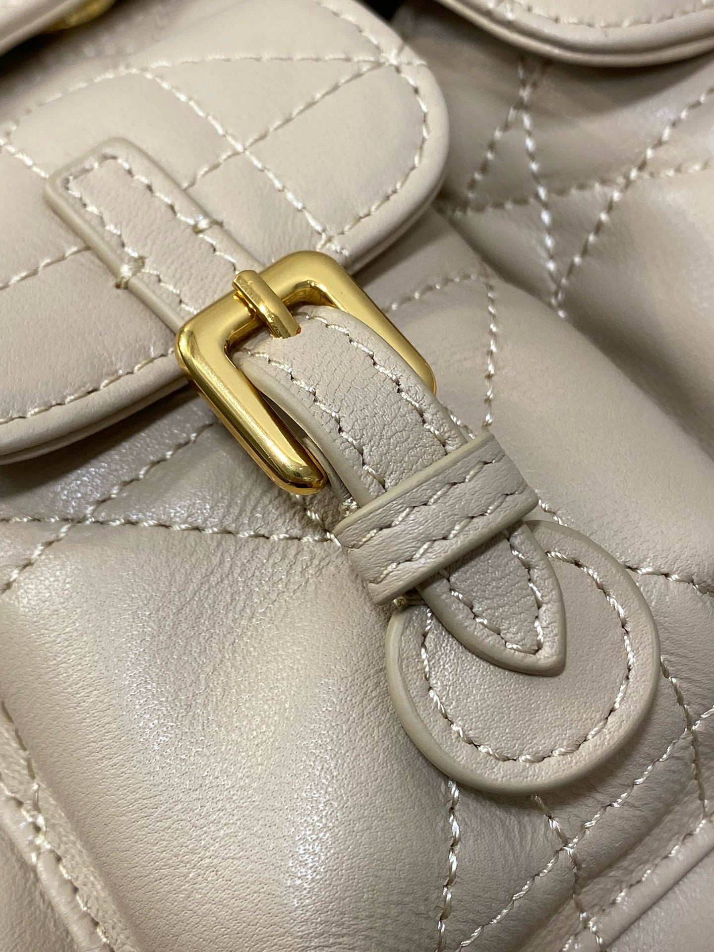 D*or caro medium backpack in beige macrocannage lambskin