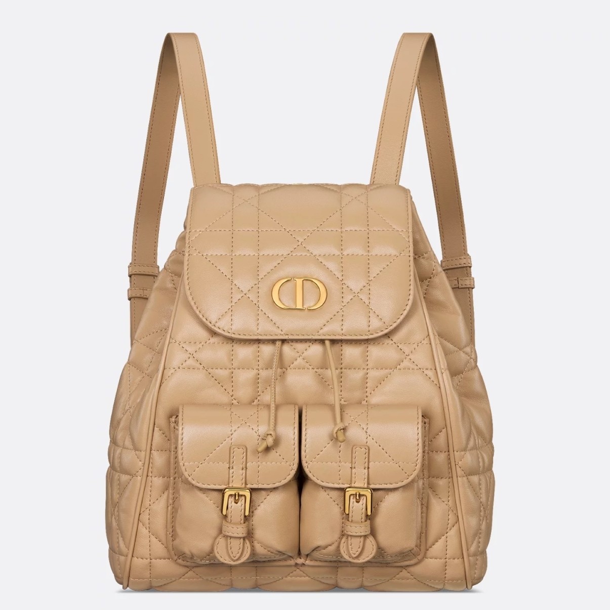 D*or caro medium backpack in beige macrocannage lambskin