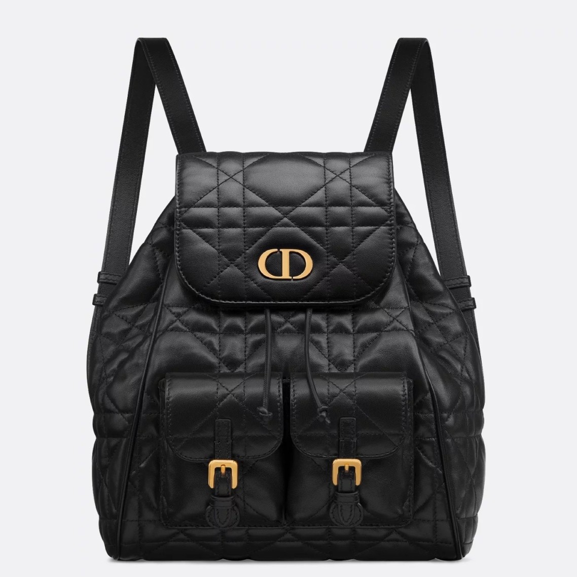 D*or caro medium backpack in black macrocannage lambskin