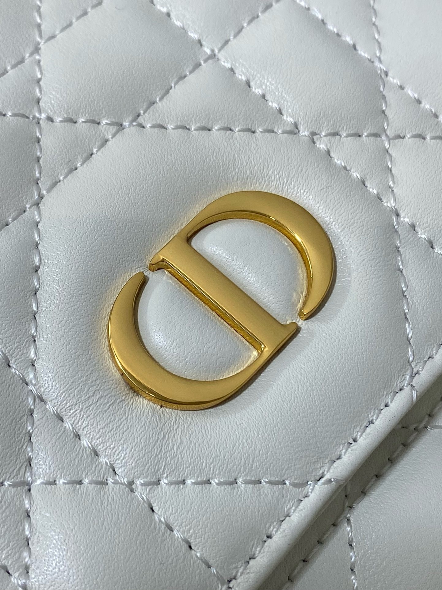 D*or caro medium backpack in white macrocannage lambskin