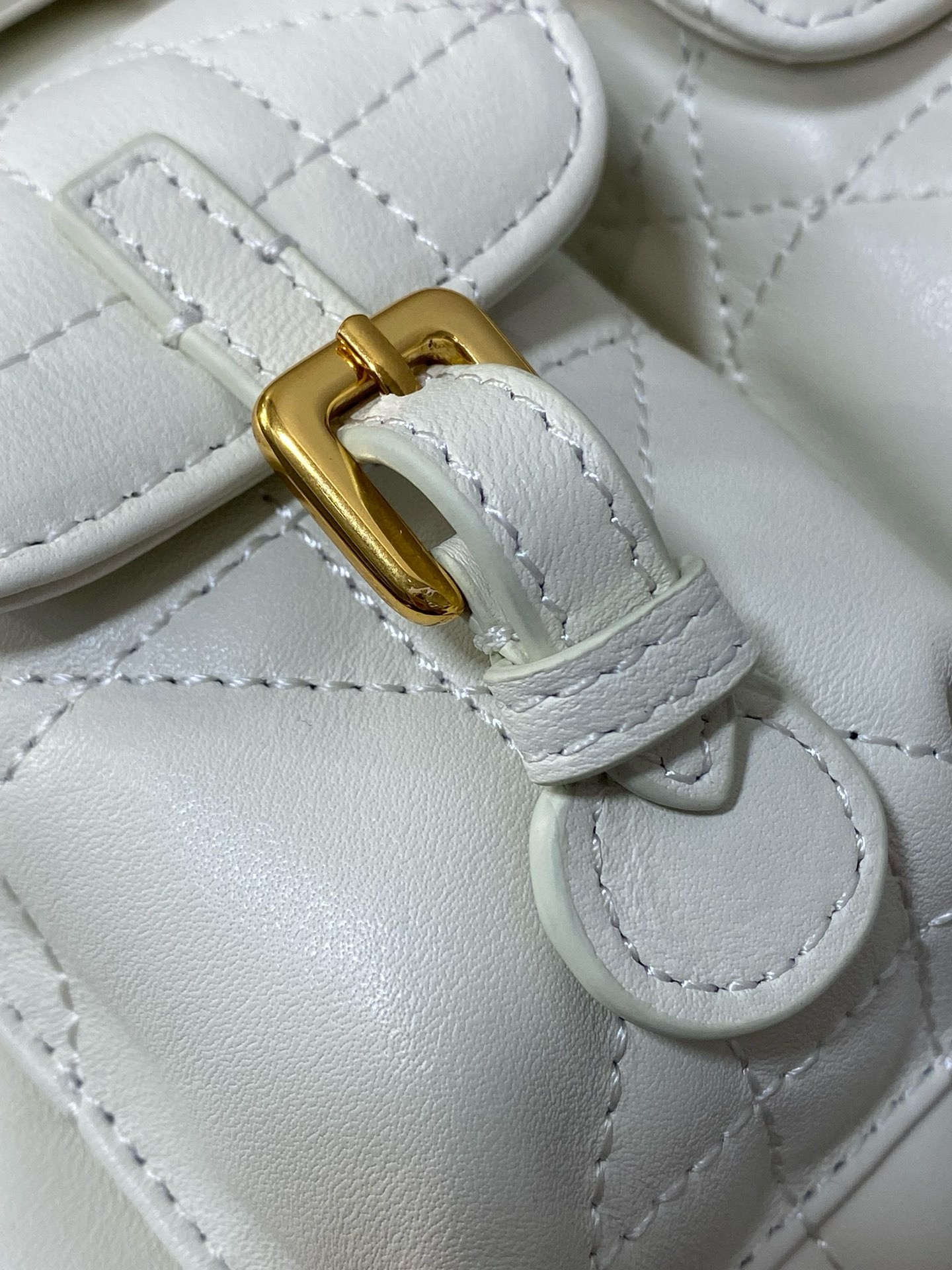 D*or caro medium backpack in white macrocannage lambskin