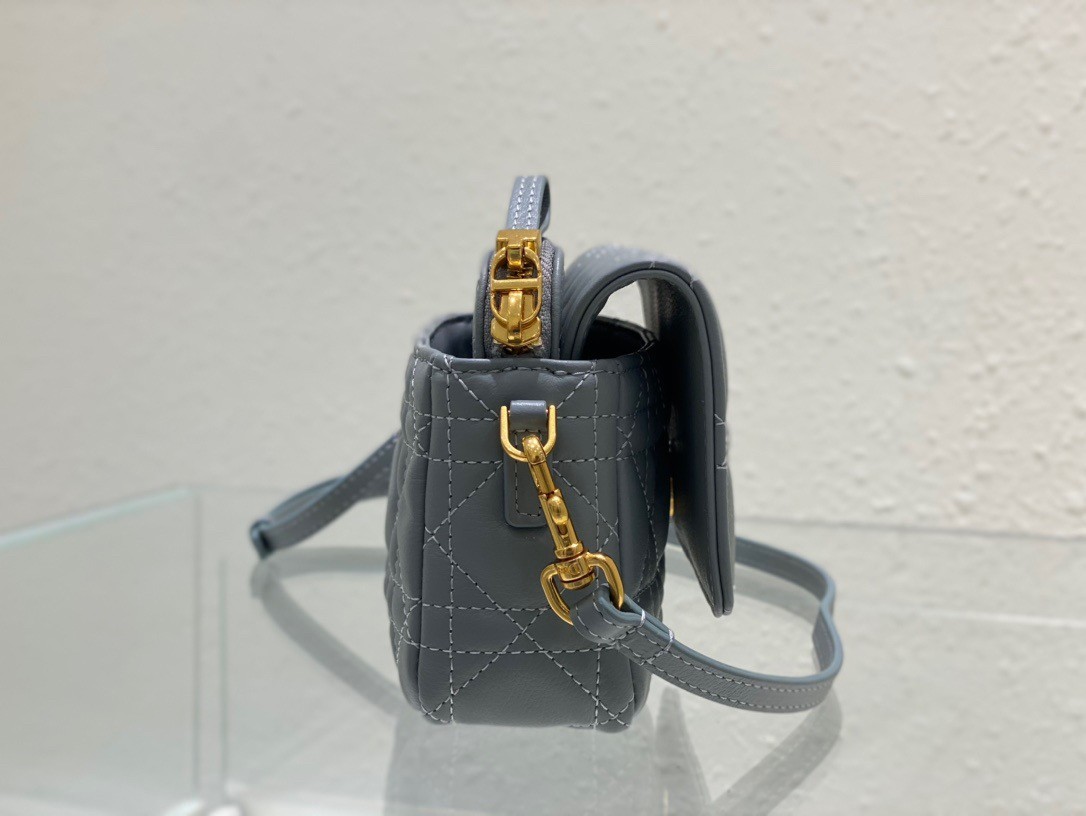 D*or caro pouch in cloud blue cannage calfskin