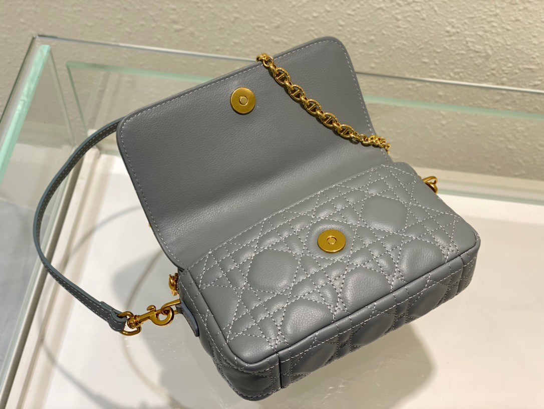 D*or caro pouch in cloud blue cannage calfskin