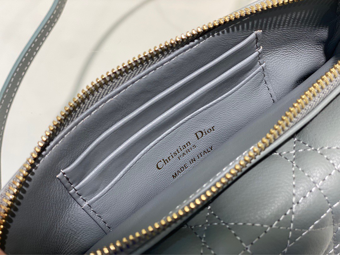 D*or caro pouch in cloud blue cannage calfskin
