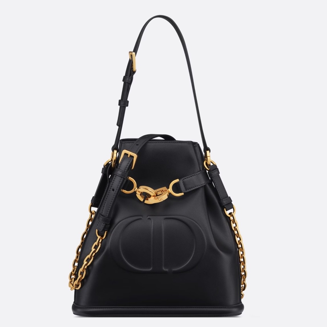 D*or c''est medium bag in black saddle calfskin
