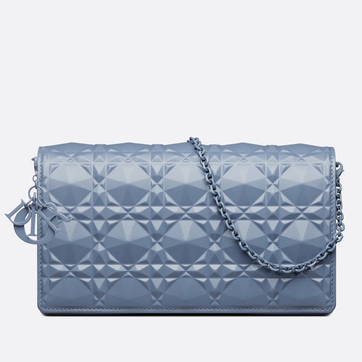 d*or lady d*or pouch in denim Di*m*nd calfskin