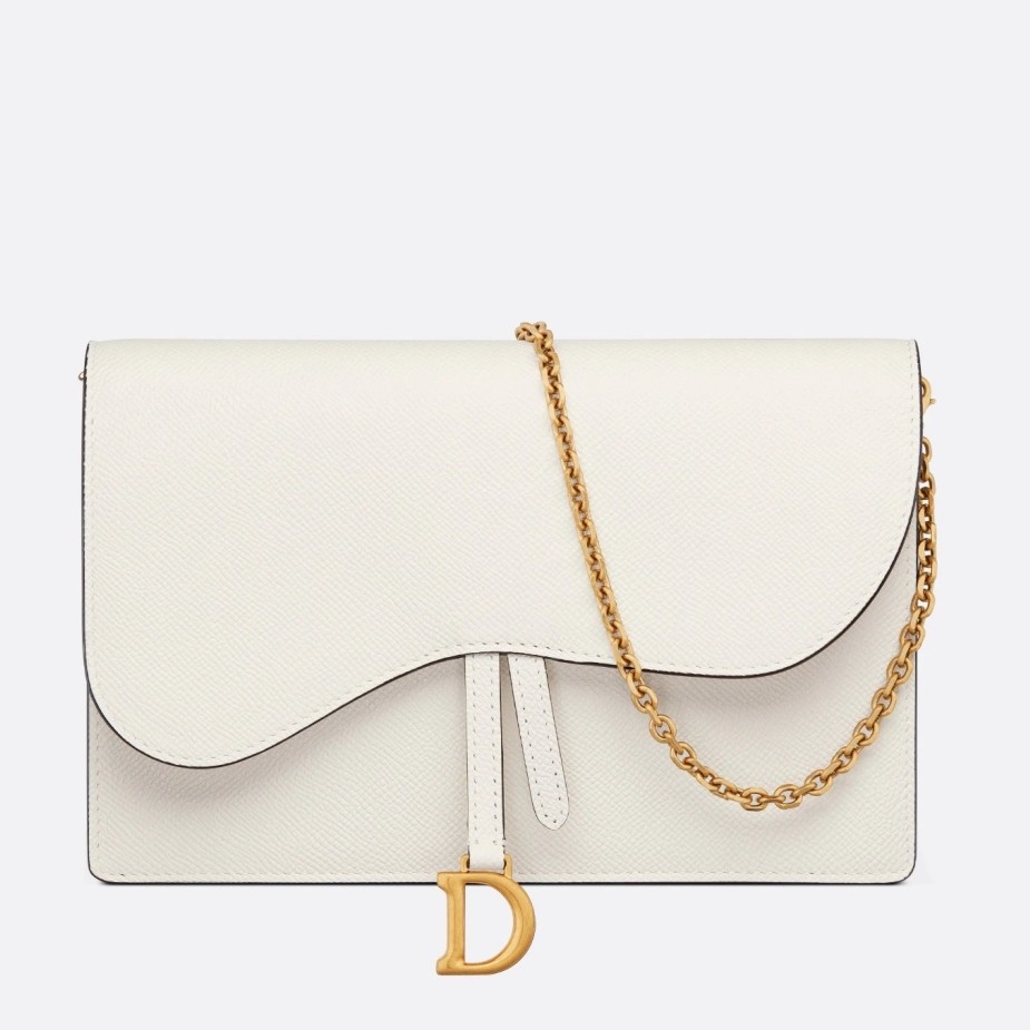 D*or saddle pouch in white grained calskin