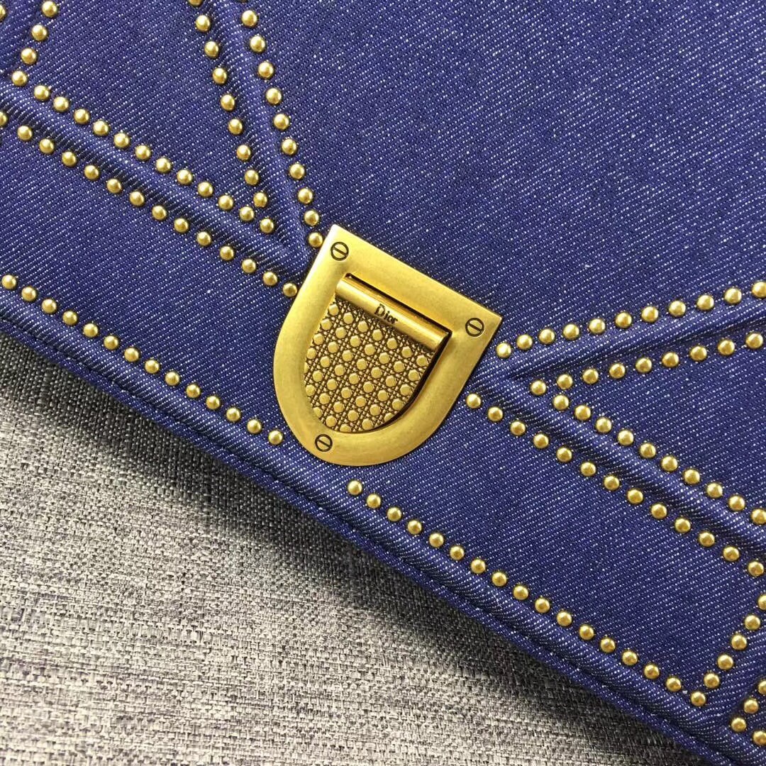 D*or D*orama flap bag in denim and studded
