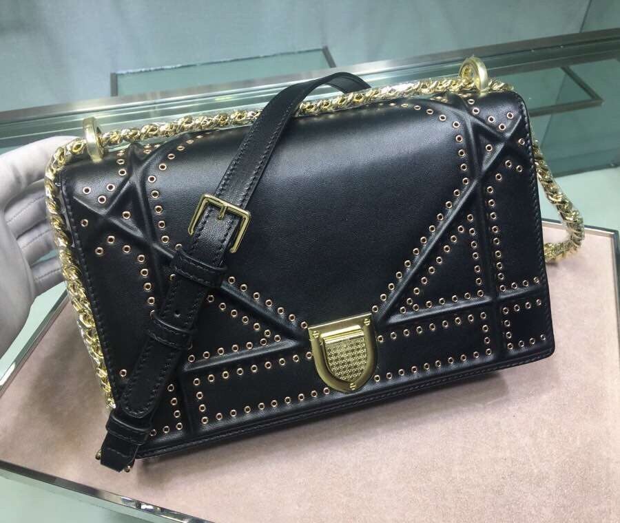D*or D*orama bag in black eyelets lambskin