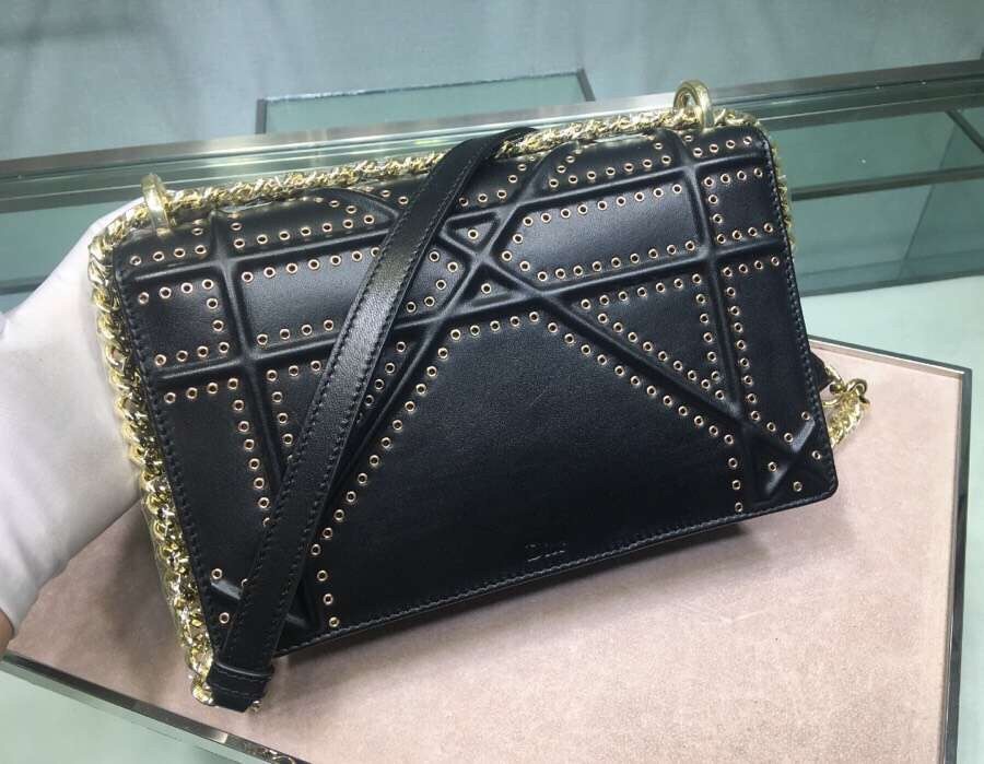 D*or D*orama bag in black eyelets lambskin