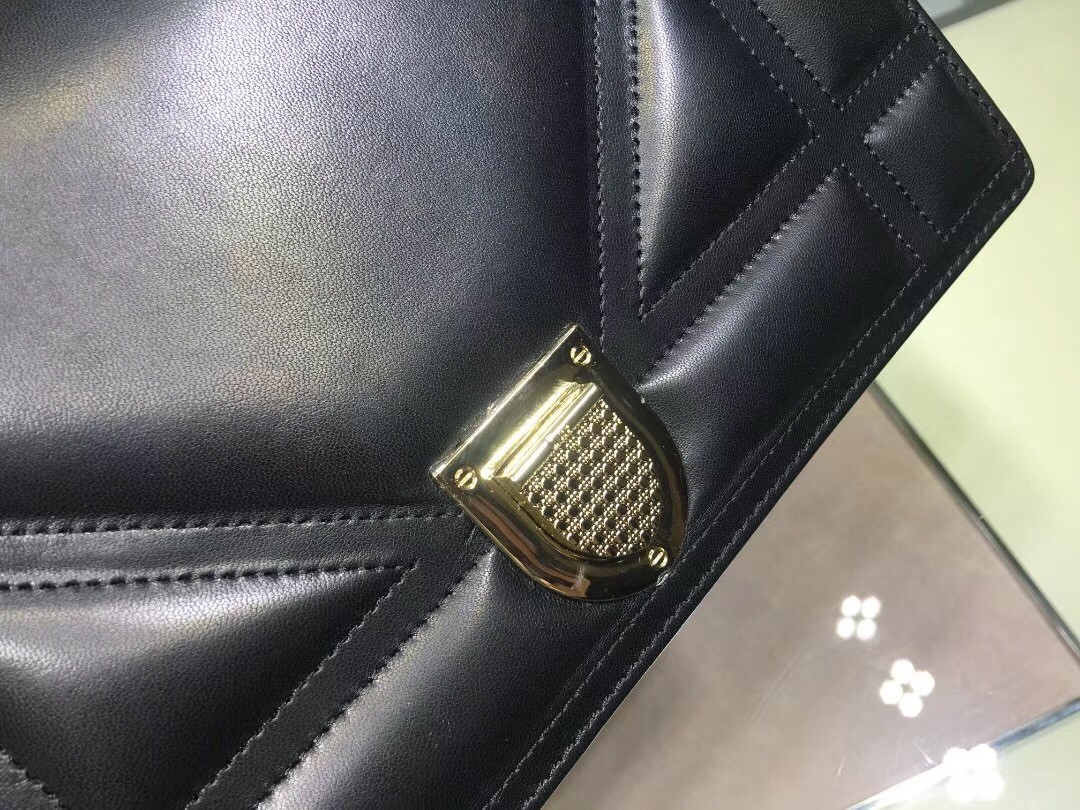 D*or black D*orama lambskin bag with large cannage motif