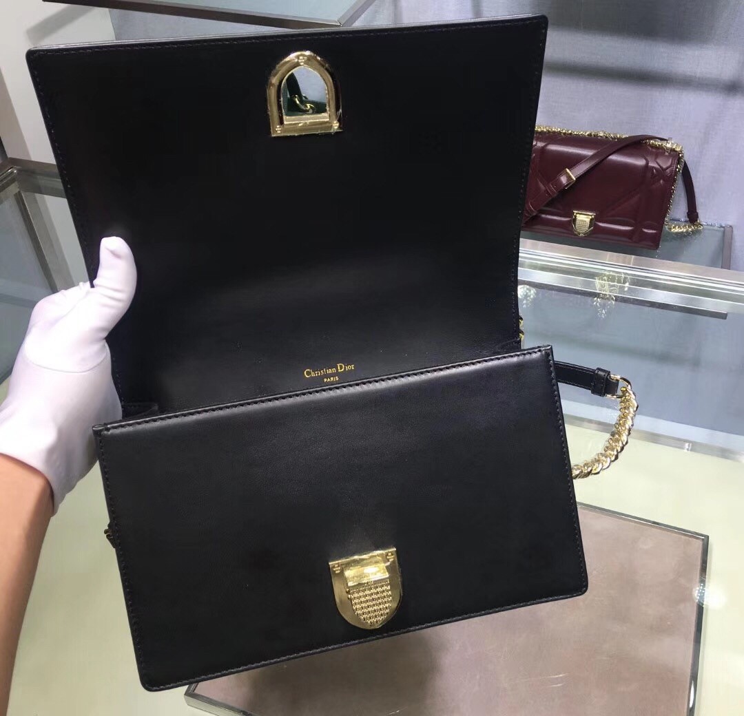 D*or black D*orama lambskin bag with large cannage motif