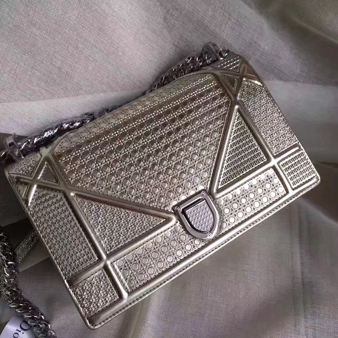 D*or D*orama bag in champagne metallic calfskin