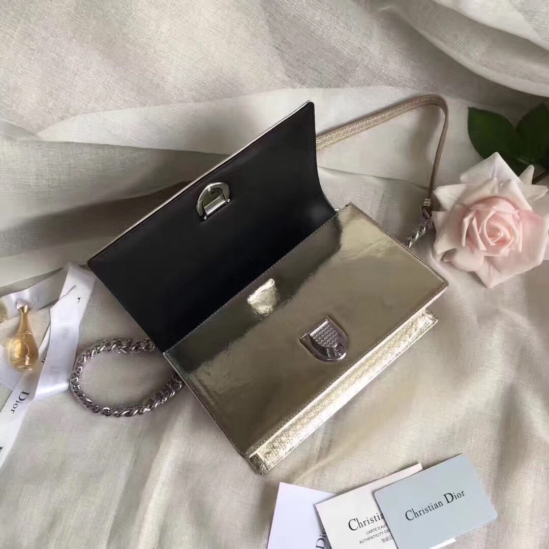 D*or D*orama bag in champagne metallic calfskin