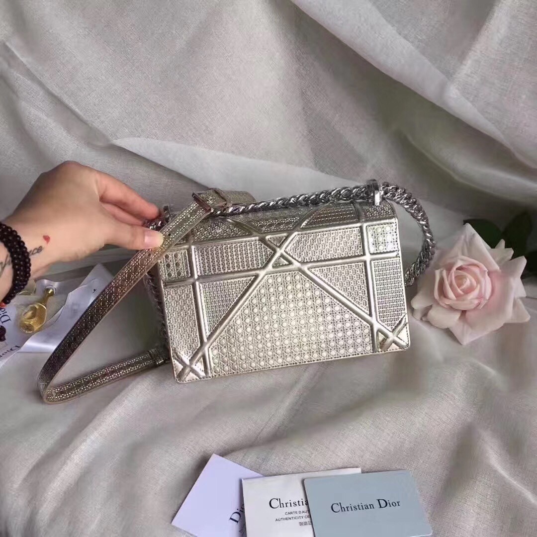 D*or D*orama bag in champagne metallic calfskin