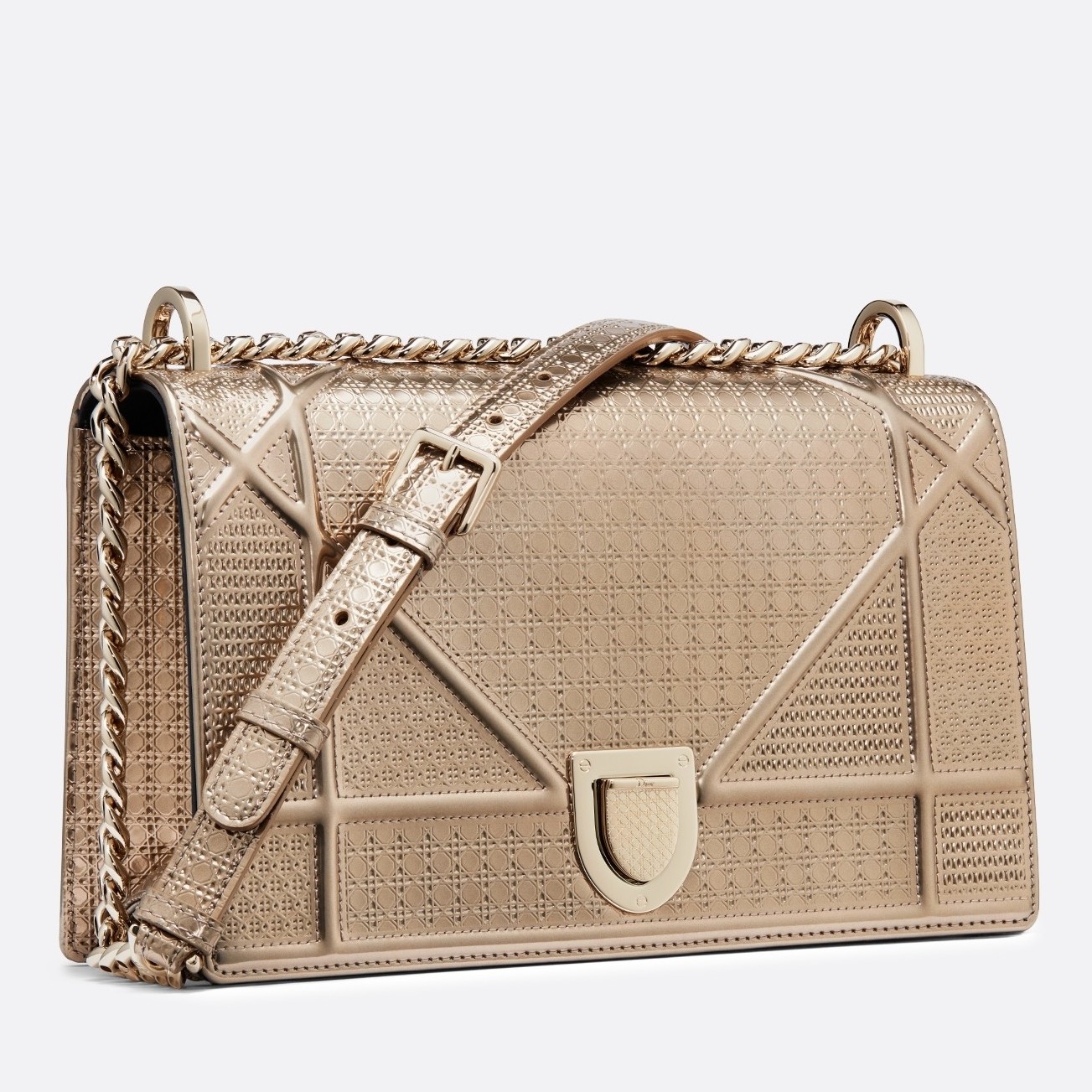 D*or D*orama bag in champagne metallic calfskin
