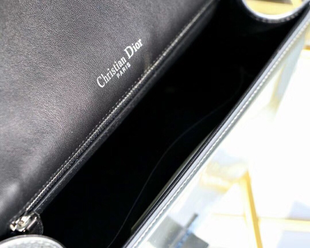 D*or D*orama bag in silver metallic calfskin