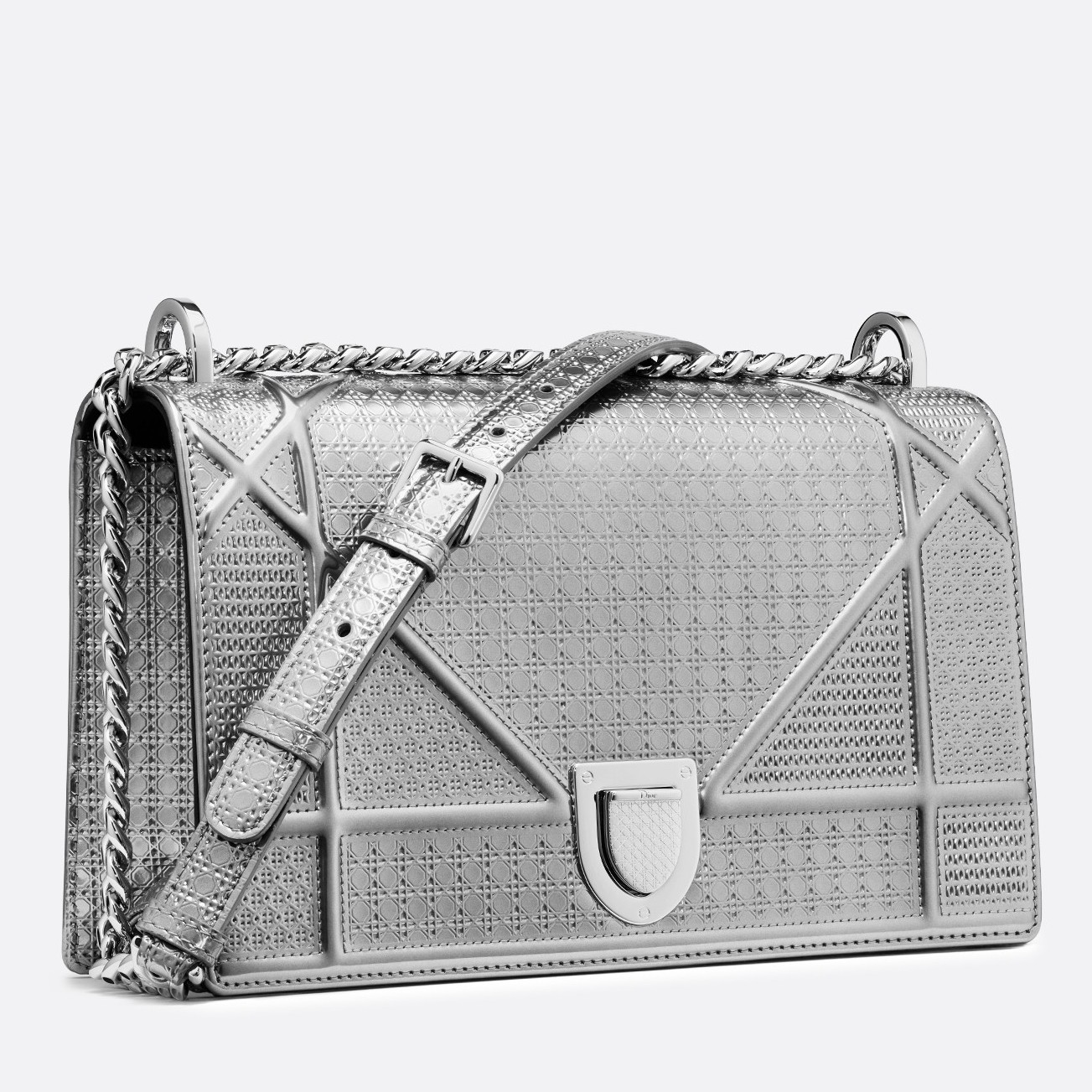 D*or D*orama bag in silver metallic calfskin