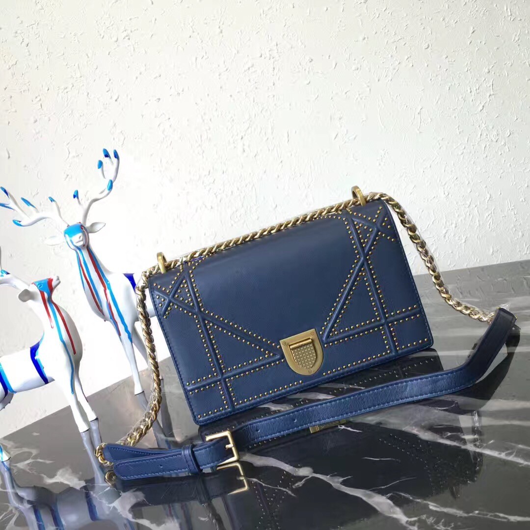 D*or D*orama bag in blue studded lambskin