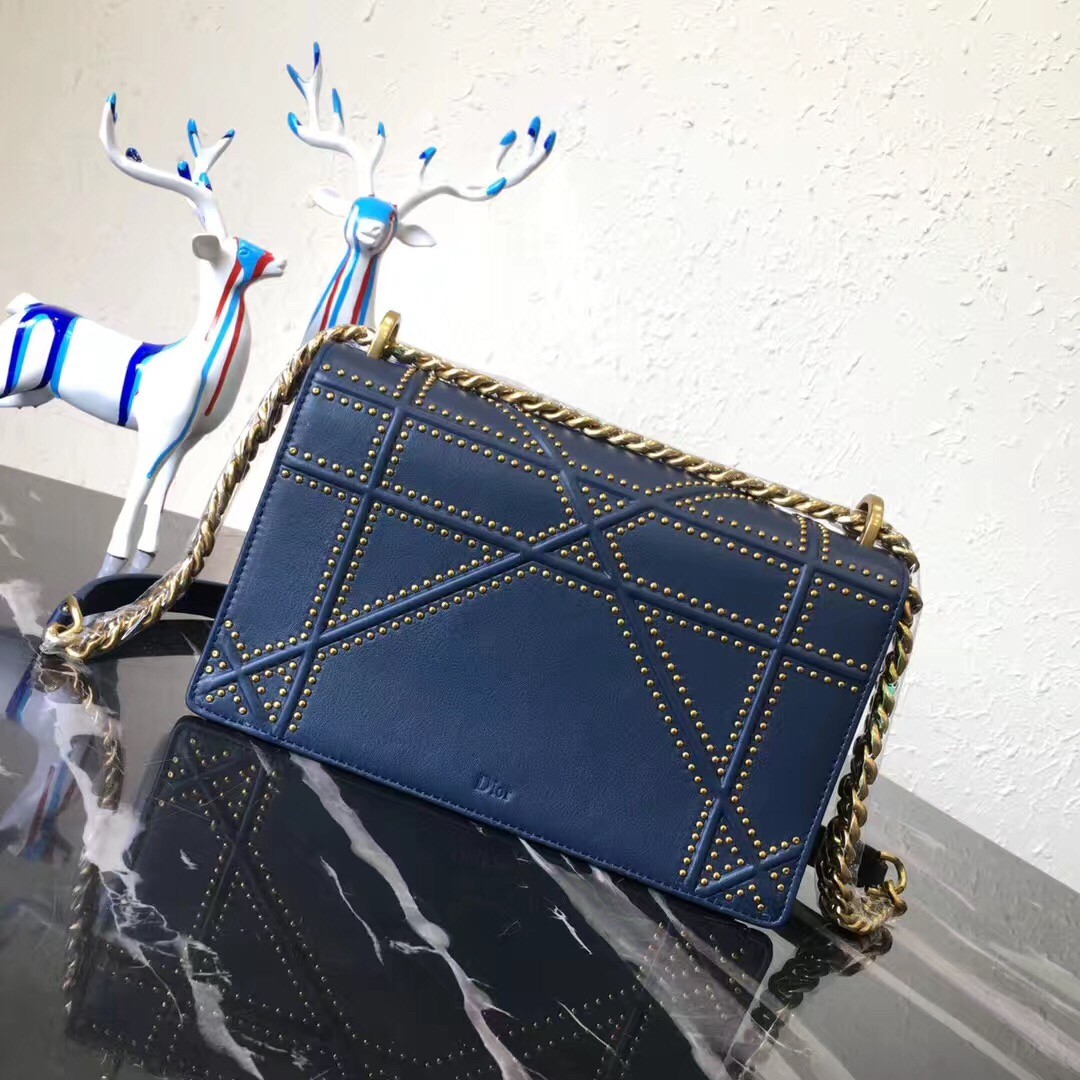 D*or D*orama bag in blue studded lambskin
