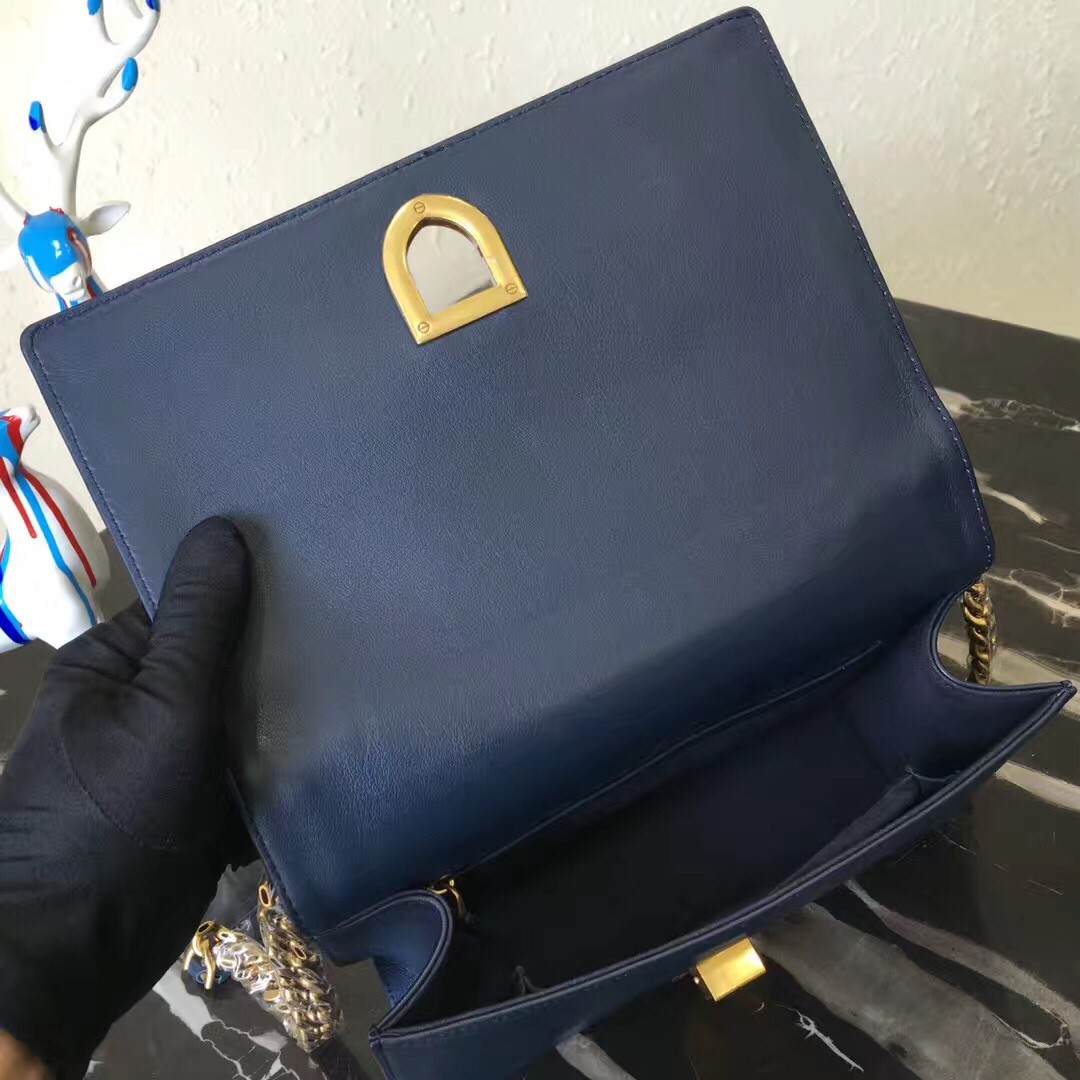D*or D*orama bag in blue studded lambskin