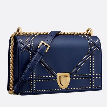 D*or D*orama bag in blue studded lambskin