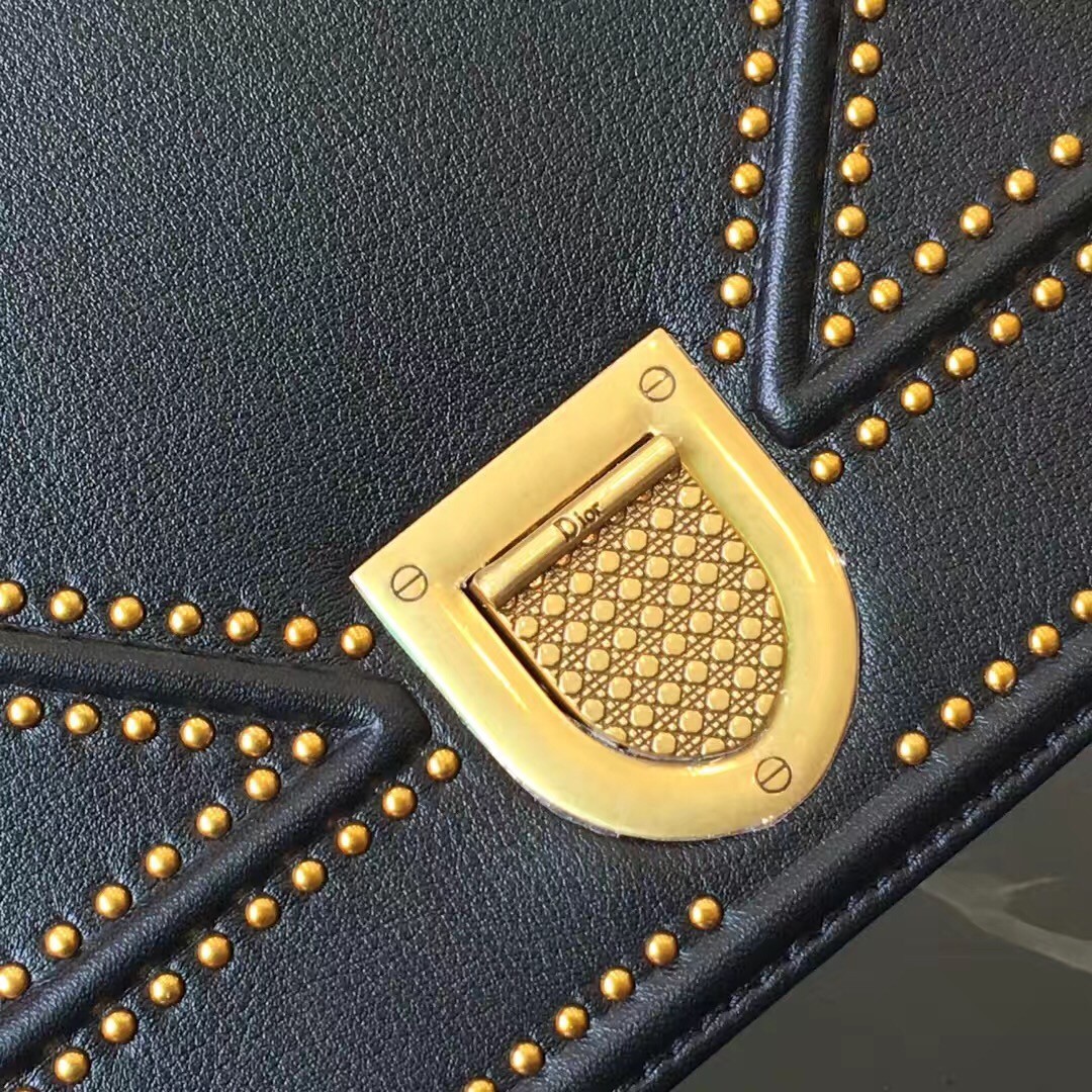 D*or D*orama bag in black studded lambskin