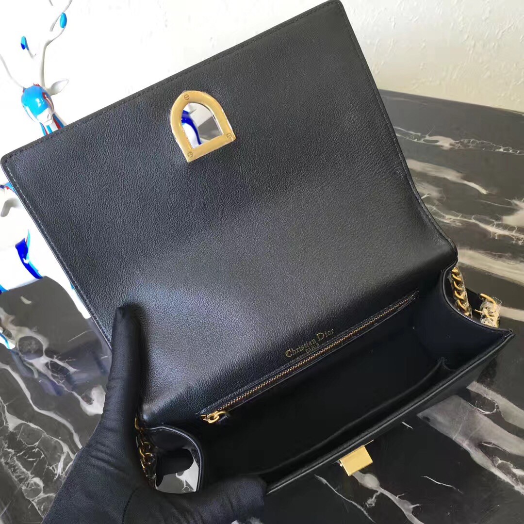 D*or D*orama bag in black studded lambskin