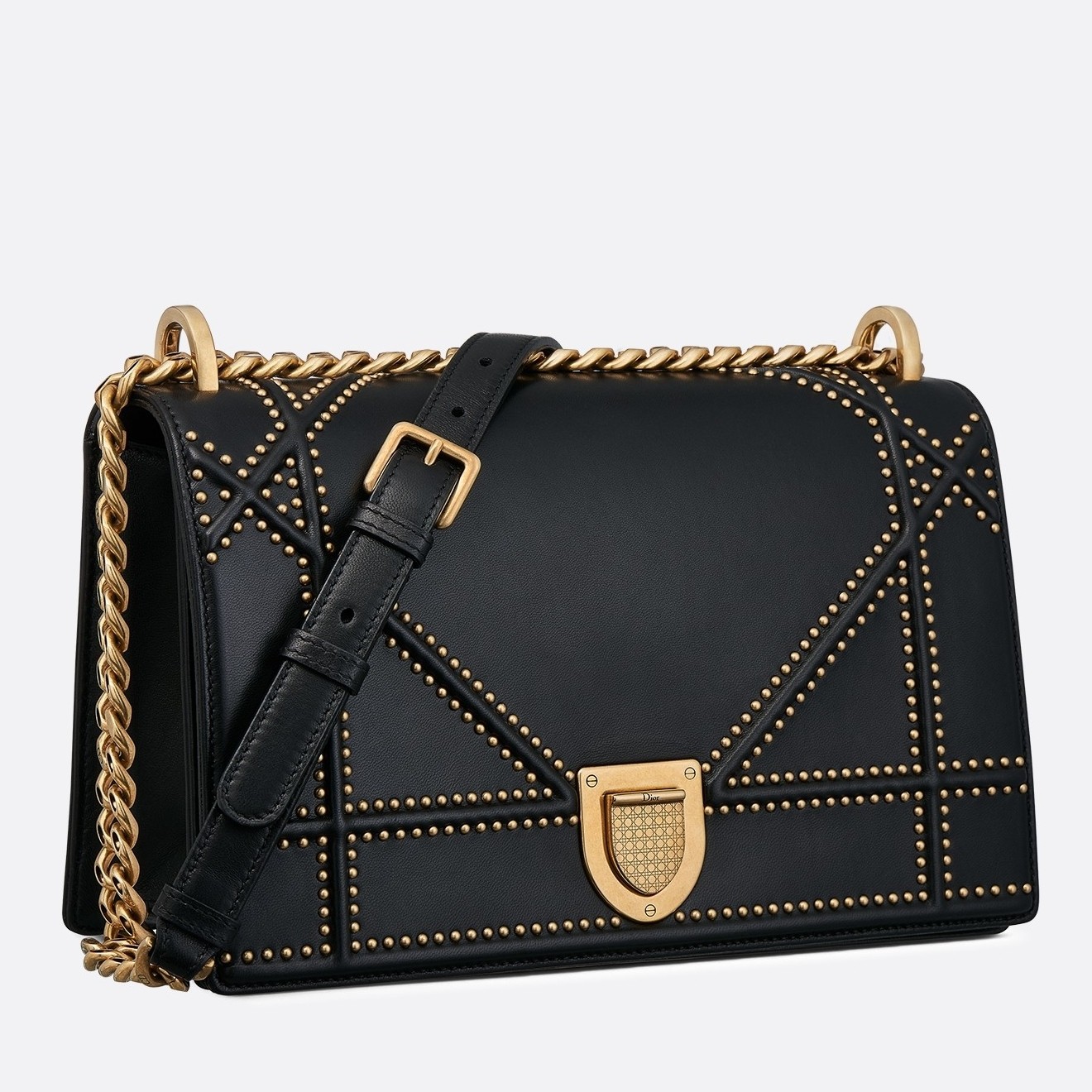 D*or D*orama bag in black studded lambskin