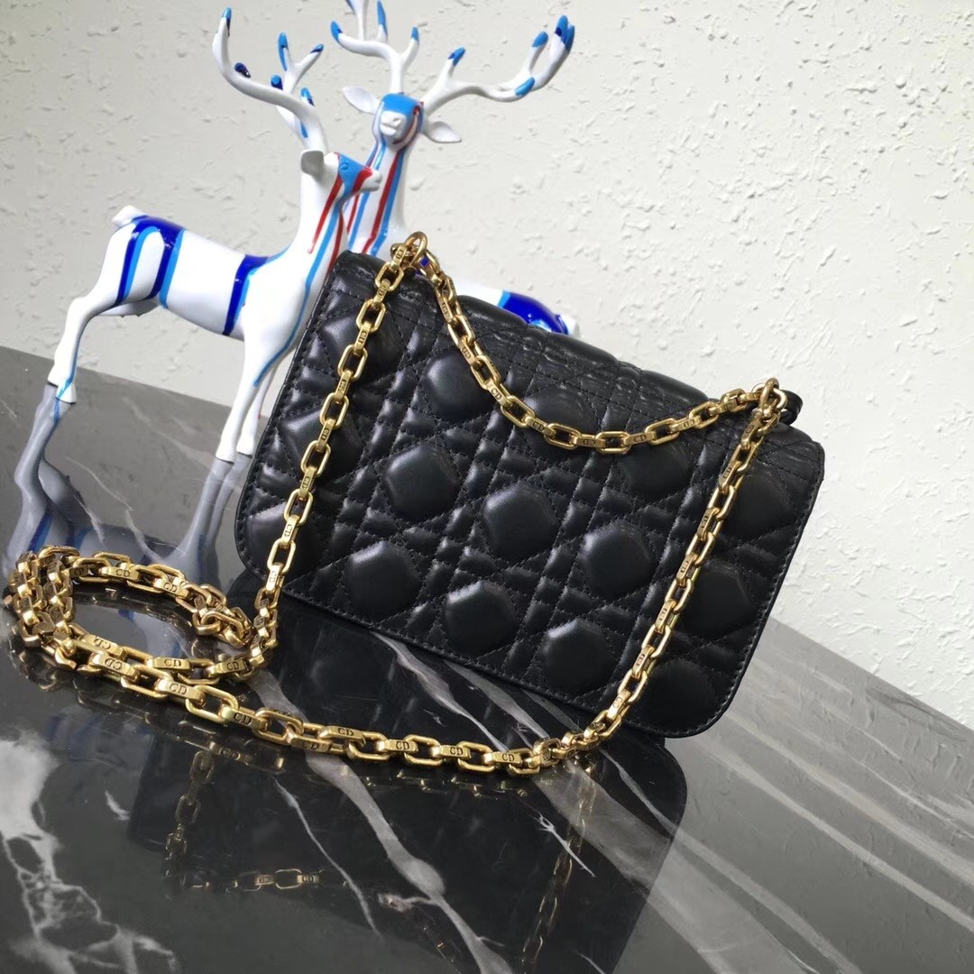 D*or small D*oraddict flap bag in black lambskin
