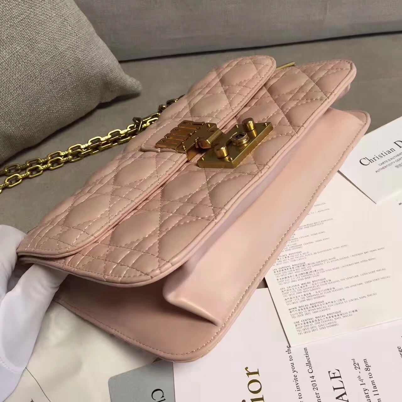 D*or D*oraddict flap bag in pink lambskin