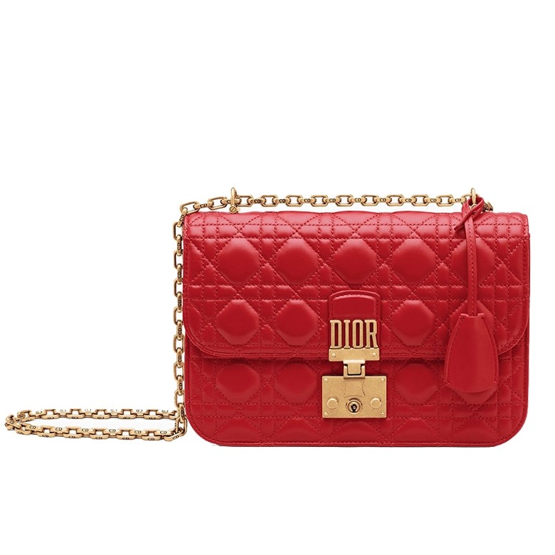 D*or D*oraddict flap bag in red lambskin