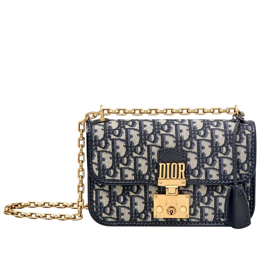 D*or D*oraddict flap bag in blue oblique canvas