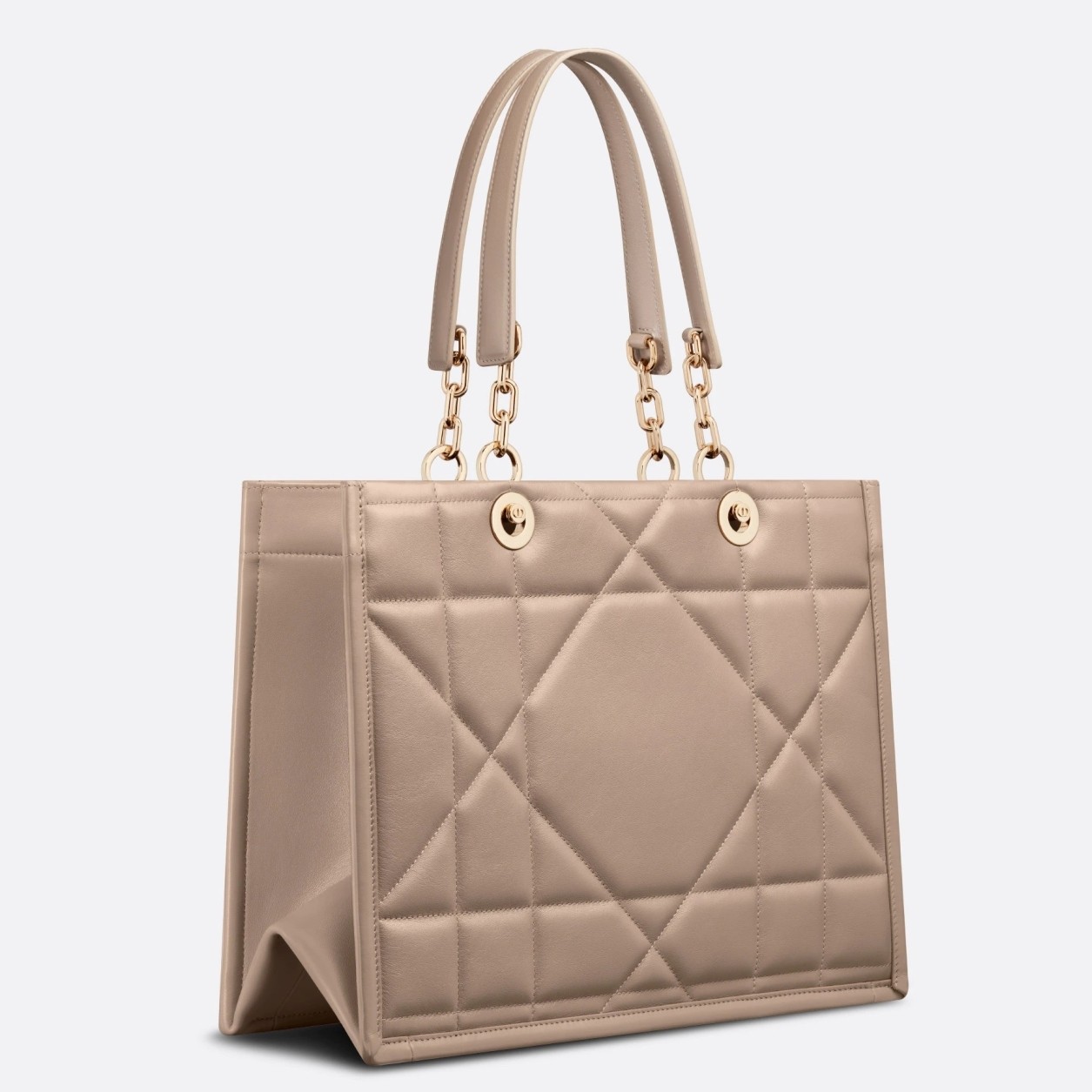 D*or medium essential tote bag in hazelnut archicannage calfskin